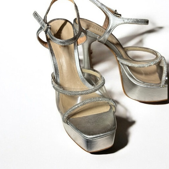 🌻NEW Schutz Silver Aileen Platform Sandal Women's Size 8.5 - Picture 5 of 10